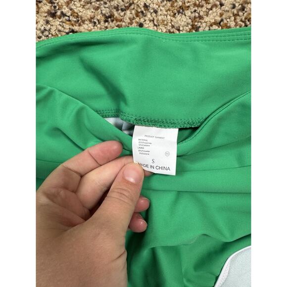 Women's High Waisted Bikini Set Crew Neck Color Block Sporty Swimsuit Green‎ S - Picture 7 of 8